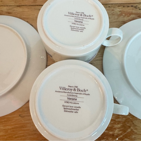 Vintage Porcelain tea cups + saucers in 'Verona' pattern by Villeroy & Boch x 2 - Picture 10 of 10